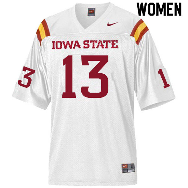 Women #13 Leonard Glass Iowa State Cyclones College Football Jerseys Sale-White